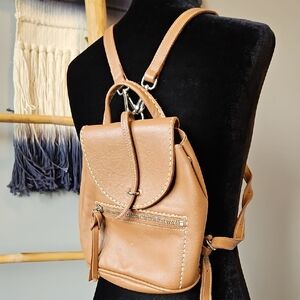 Roots Mini VILLAGER Tan Leather Backpack